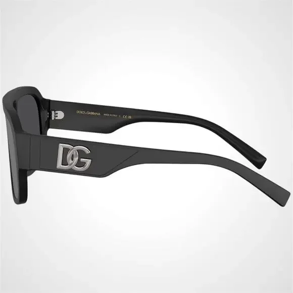 New Dolce & Gabbana Sunglasses Black Matte Aviator Pilot Gray Mirror Black Lens